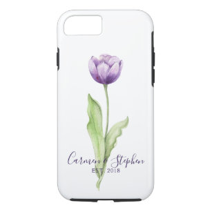 Funda Para iPhone 8/7 Boda de tulipano simple púrpura minimalista