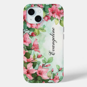 Funda Para iPhone 15 Boda de vegetación de flores rosas
