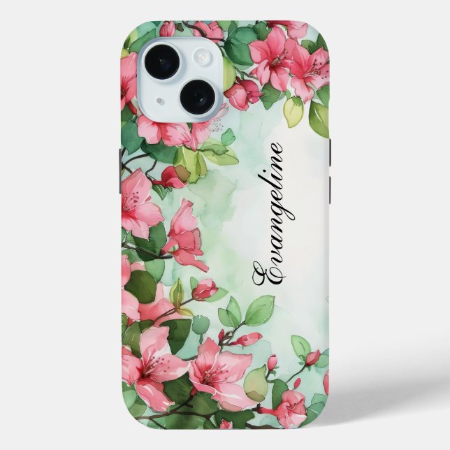 Funda De Case-Mate Para iPhone Boda de vegetación de flores rosas (Reverso )