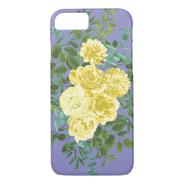 Funda De Case-Mate Para iPhone Boda rosa amarillo y perlilla púrpura (Reverso)