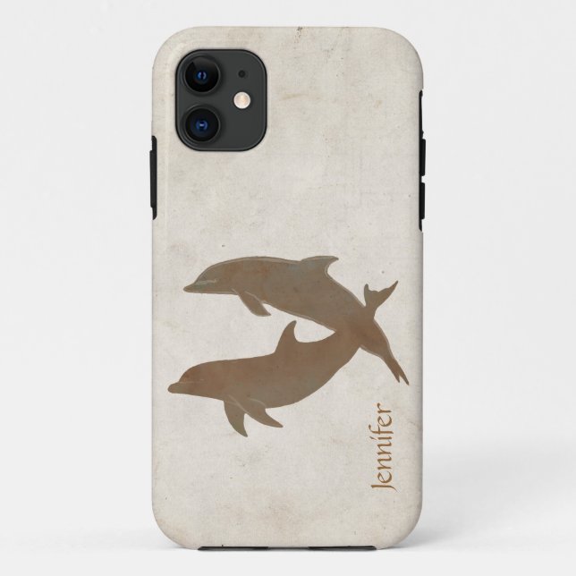 Funda De Case-Mate Para iPhone Boda Rustic Dolphins Beach (Reverso)