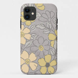 Funda Para iPhone 11 Boda Vintage de color amarillo y gris floral