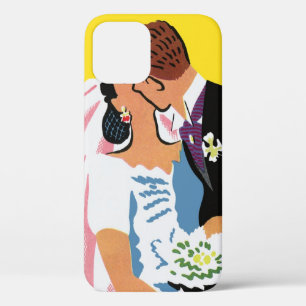 Funda Para iPhone 12 Boda Vintage, recién casados se besan