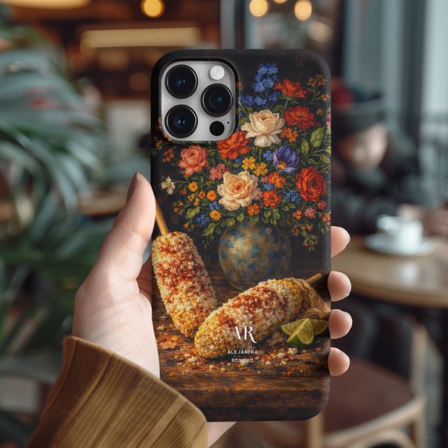 Funda De Case-Mate Para iPhone Bodegón floral de elote | Monograma (Subido por el creador)