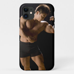 Funda Para iPhone 11 Bodybuilder masculino que dobla los músculos,