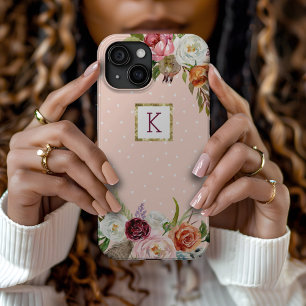 Funda Para iPhone 15 Boho Blooms Rubor Dot Monograma
