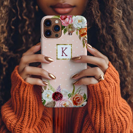 Funda Para iPhone 15 Pro Max Boho Blooms Rubor Dot Monograma