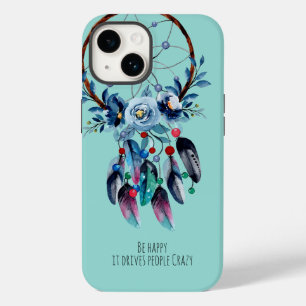 Funda Para iPhone 14 De Case-Mate Boho Blue Dreamcatcher Fun Cita Fun Feather Floral