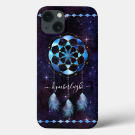 Funda Para iPhone 13 Boho Blue Tribal Celestial Mandala Dreamcatcher