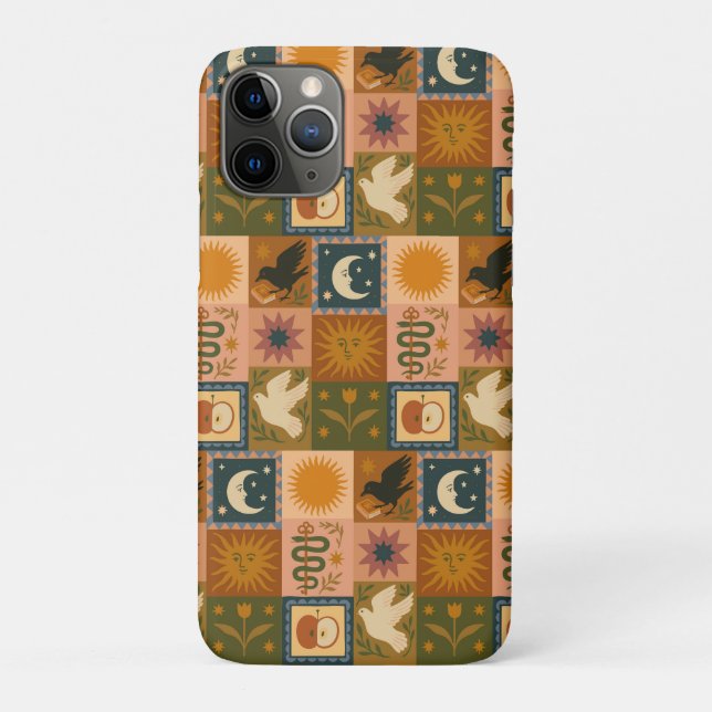 Funda De Case-Mate Para iPhone Boho Celestial | Sol y luna retro (Reverso)
