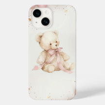 Boho Chic Rosa Pastel y Oso de Peluche Marrón