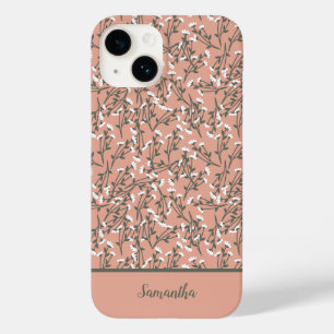 Funda Para iPhone 14 De Case-Mate Boho Coral Melocotón Verde Blanco Floral Monograma