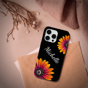 Funda Para iPhone 15 Pro Max Boho Daisies Rústico Botánico Negro