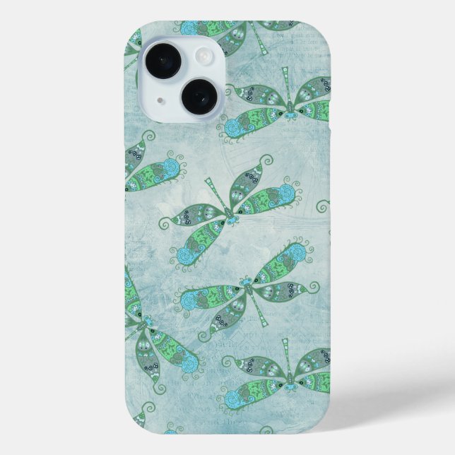 Funda De Case-Mate Para iPhone Boho Dragonflies en azul (Reverso )