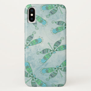 Funda Para iPhone X Boho Dragonflies en azul