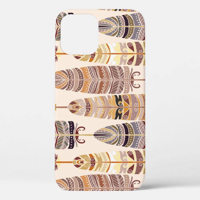 Funda De Case-Mate Para iPhone Boho Feathers: Patrón tribal de Seamless (Reverso )
