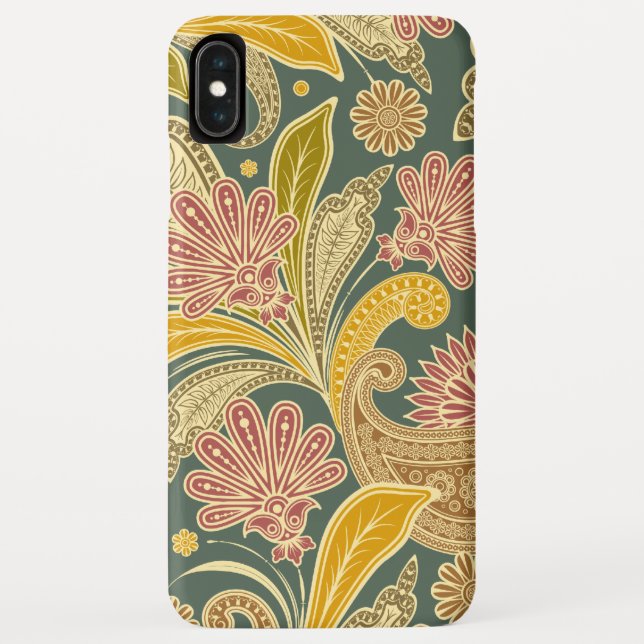 Funda De Case-Mate Para iPhone Boho Green, Gold, Red Paisley (Reverso)