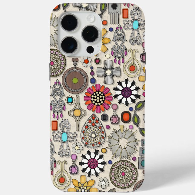 Funda De Case-Mate Para iPhone boho jewel tesasures linen (Reverso )