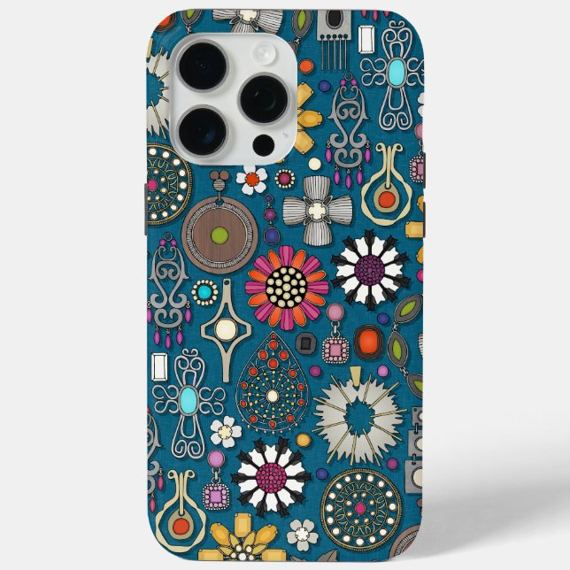Funda De Case-Mate Para iPhone boho jewel tesasures peacock azul (Reverso )