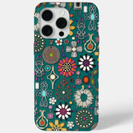 Funda Para iPhone 15 Pro Max boho jewel tesasures viridian green