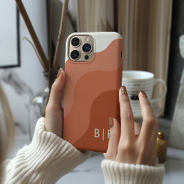 Funda Para iPhone 15 Pro Boho Monogram Terracotta Inicial