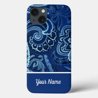 Funda Para iPhone 13 Boho Navy Blue Bandanna