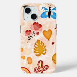 Funda Para iPhone 15 Boho Pegatinas estéticos estuche de teléfono colec