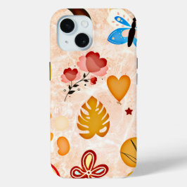 Funda Para iPhone 15 Boho Pegatinas estéticos estuche de teléfono colec