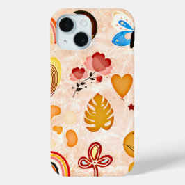 Funda Para iPhone 15 Boho Pegatinas estéticos estuche de teléfono colec