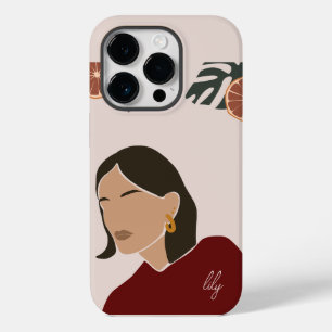 Funda Para iPhone 14 Pro De Case-Mate Boho Resumen arte mujer Ilustracion , tono de tier