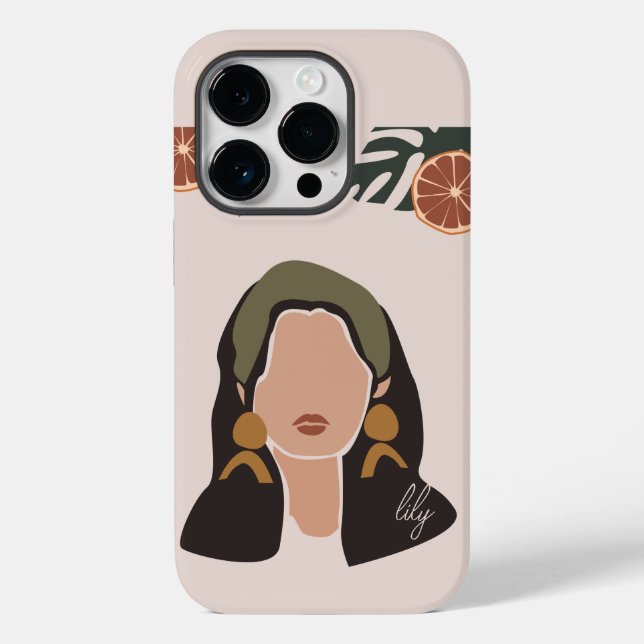 Funda De Case-Mate Para iPhone Boho Resumen arte mujer Ilustracion , tono de tier (Reverso )
