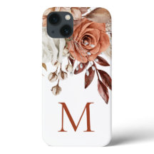 Boho Rustic Terracotta Florals Monograma Inicial