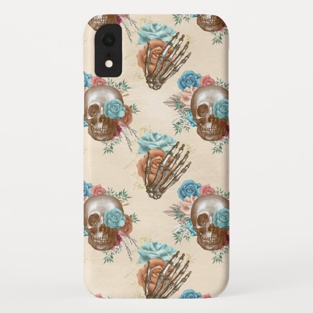 Funda De Case-Mate Para iPhone Boho Skull y Skeleton con Rosas (Reverso)