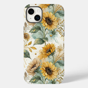 Funda Para iPhone 14 Plus De Case-Mate Boho Sunflowers Watercolor Gold