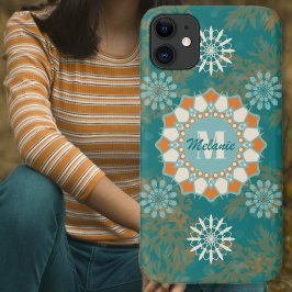 Funda Para iPhone 11 Boho Tribal Mandala en variación Naranja y Verde a
