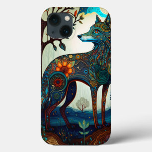 Funda Para iPhone 13 Boho Wolf Surreal Wildlife Art Funda-Mate iPhone C