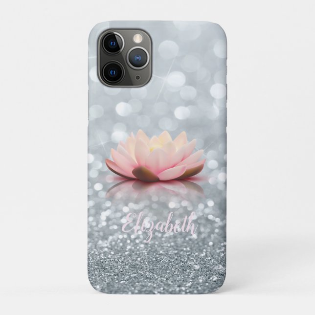 Funda De Case-Mate Para iPhone Bokeh Lotus, Purpurinoso elegante de Plata Girly (Reverso)