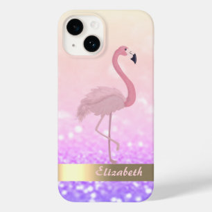 Funda Para iPhone 14 De Case-Mate Bokeh, Purpurina de flamenco rosado moderno