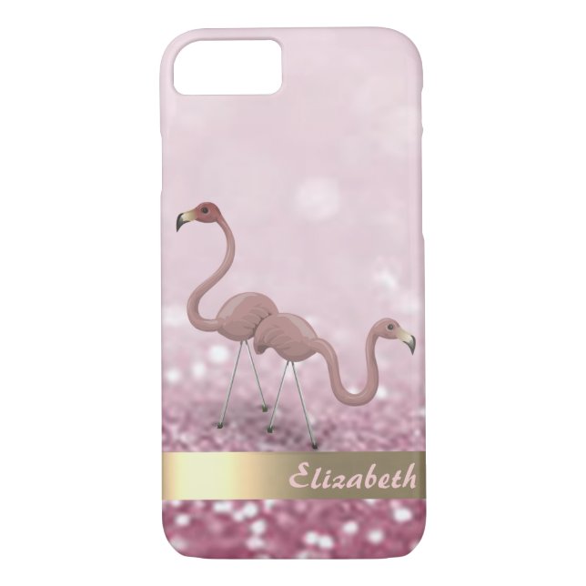 Funda De Case-Mate Para iPhone Bokeh Purpurina de flamencos rosados modernos - Pe (Reverso)