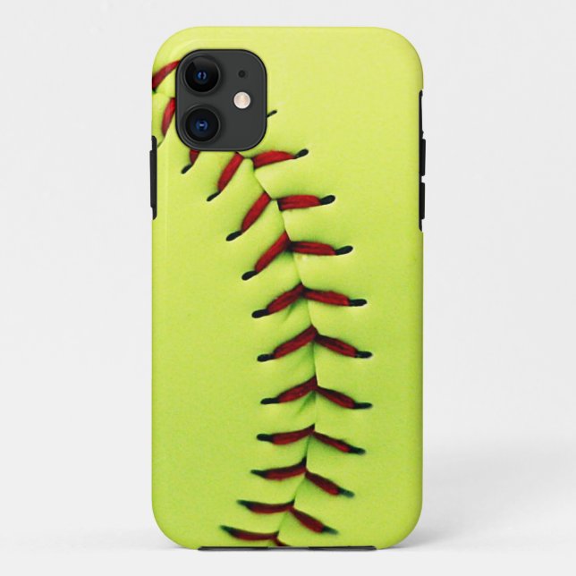 Funda De Case-Mate Para iPhone Bola amarilla del softball (Reverso)