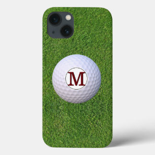Funda Para iPhone 13 Bola de golf Monograma Césped Verde Golfista