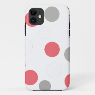 Funda Para iPhone 11 Bolas Patrón de Círculos Gris Blanco Coral Rosa