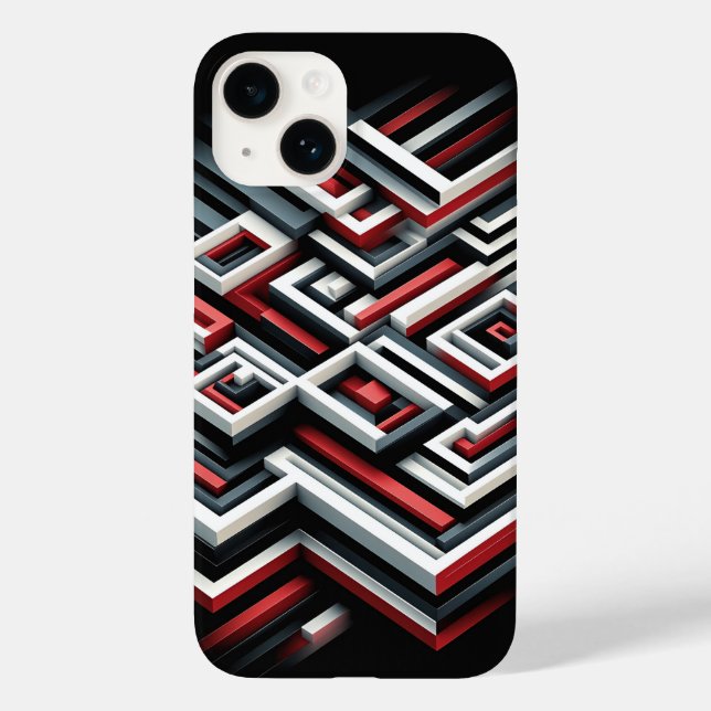 Funda De Case-Mate Para iPhone Bold 3D Geometric Maze Phone Case - Red, Black  (Reverso )
