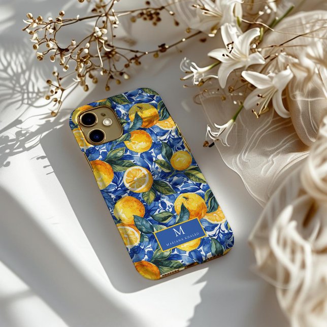 Funda De Case-Mate Para iPhone Bold Blue Italian Positano Lemon (Subido por el creador)