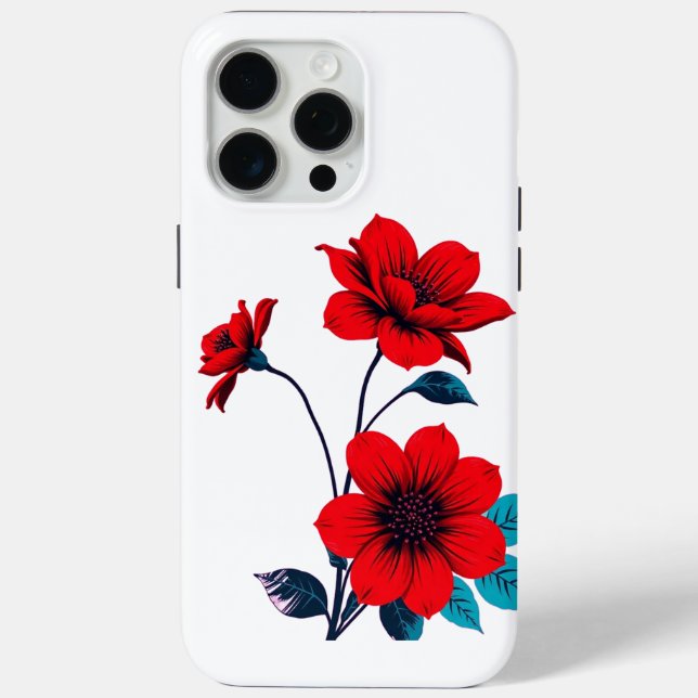 Funda De Case-Mate Para iPhone Bold Red Blossom Flo (Reverso )