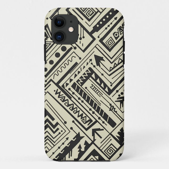 Funda De Case-Mate Para iPhone Bold Tribal Geometric Pattern – Black and Cream Ab (Reverso)