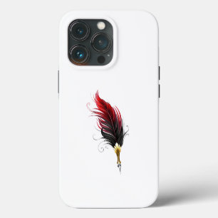 Funda Para iPhone 13 Pro Bolígrafo pluma roja con plumilla dorada