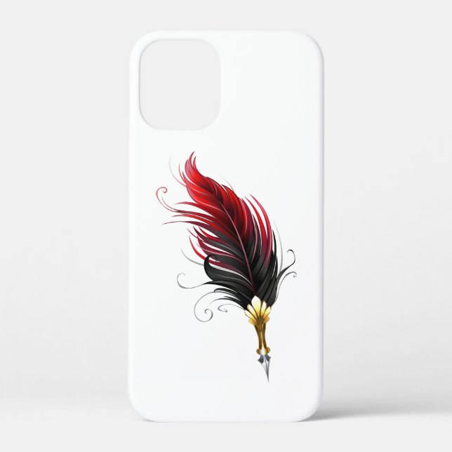 Funda De Case-Mate Para iPhone Bolígrafo pluma roja con plumilla dorada (Reverso )
