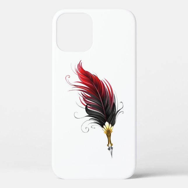 Funda De Case-Mate Para iPhone Bolígrafo pluma roja con plumilla dorada (Reverso )