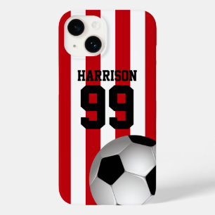 Funda Para iPhone 14 De Case-Mate Bolsa de fútbol personalizada de franjas rojas y b